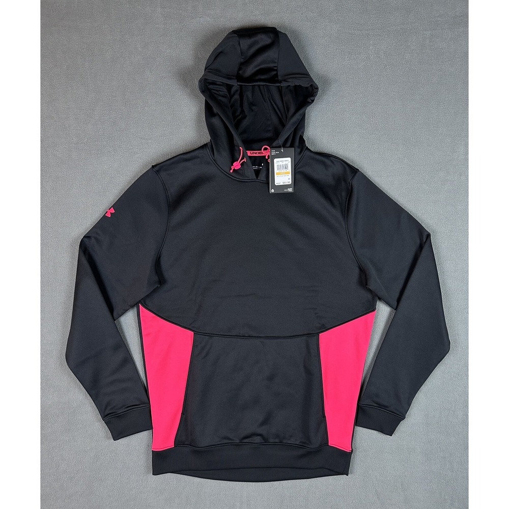 Under Armour Hoodie Sweatshirt‎ Small Black Pink Storm Fleece Water Repel New